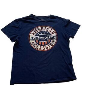 GM Official Navy T-Shirt American Classic Chevrolet Distressed/Thrashed L